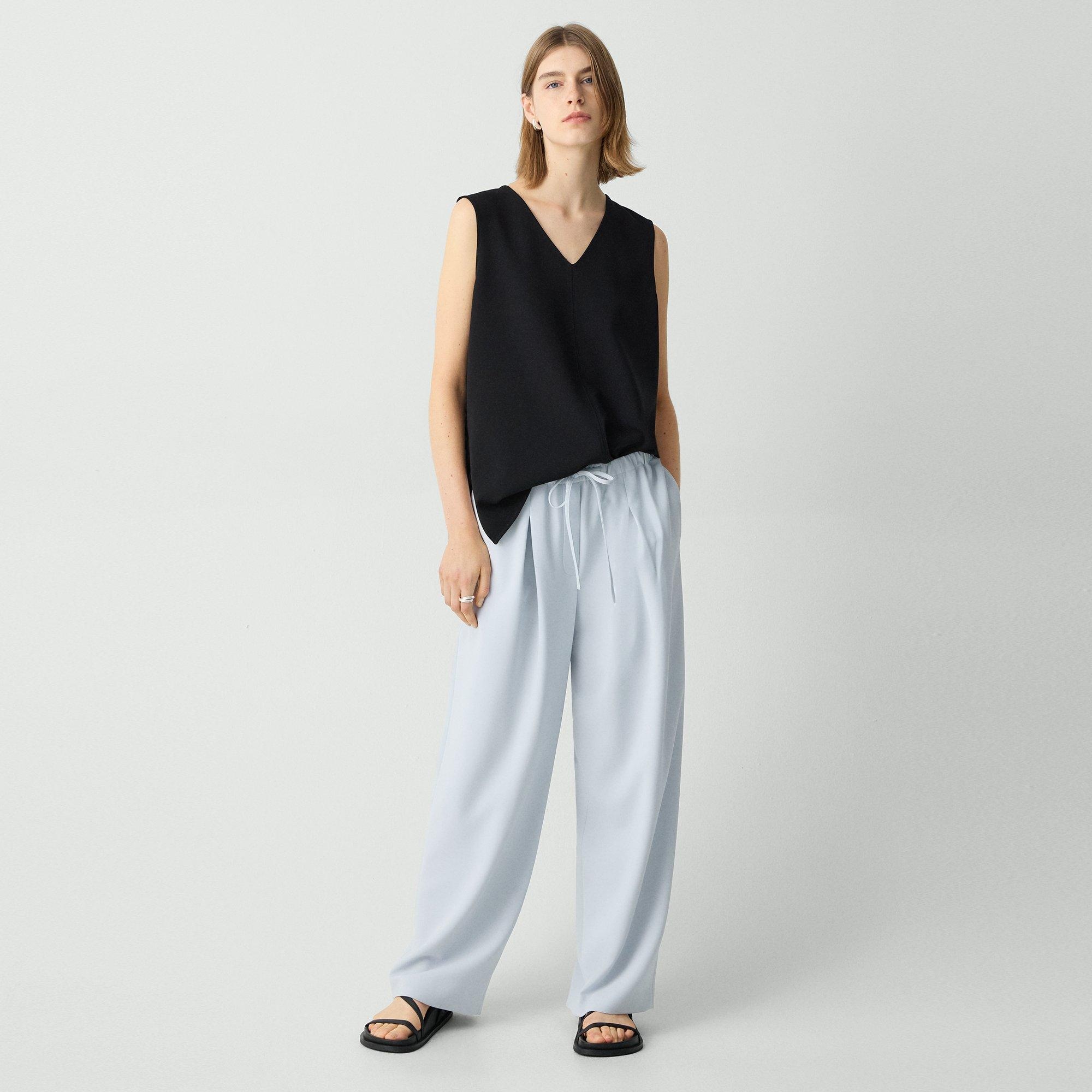 Pleated Pull-On Pant in Admiral Crepe - 2