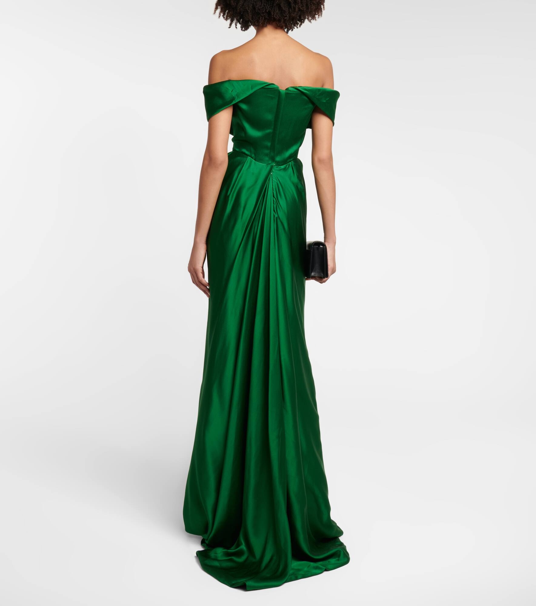 Off-shoulder satin gown - 3