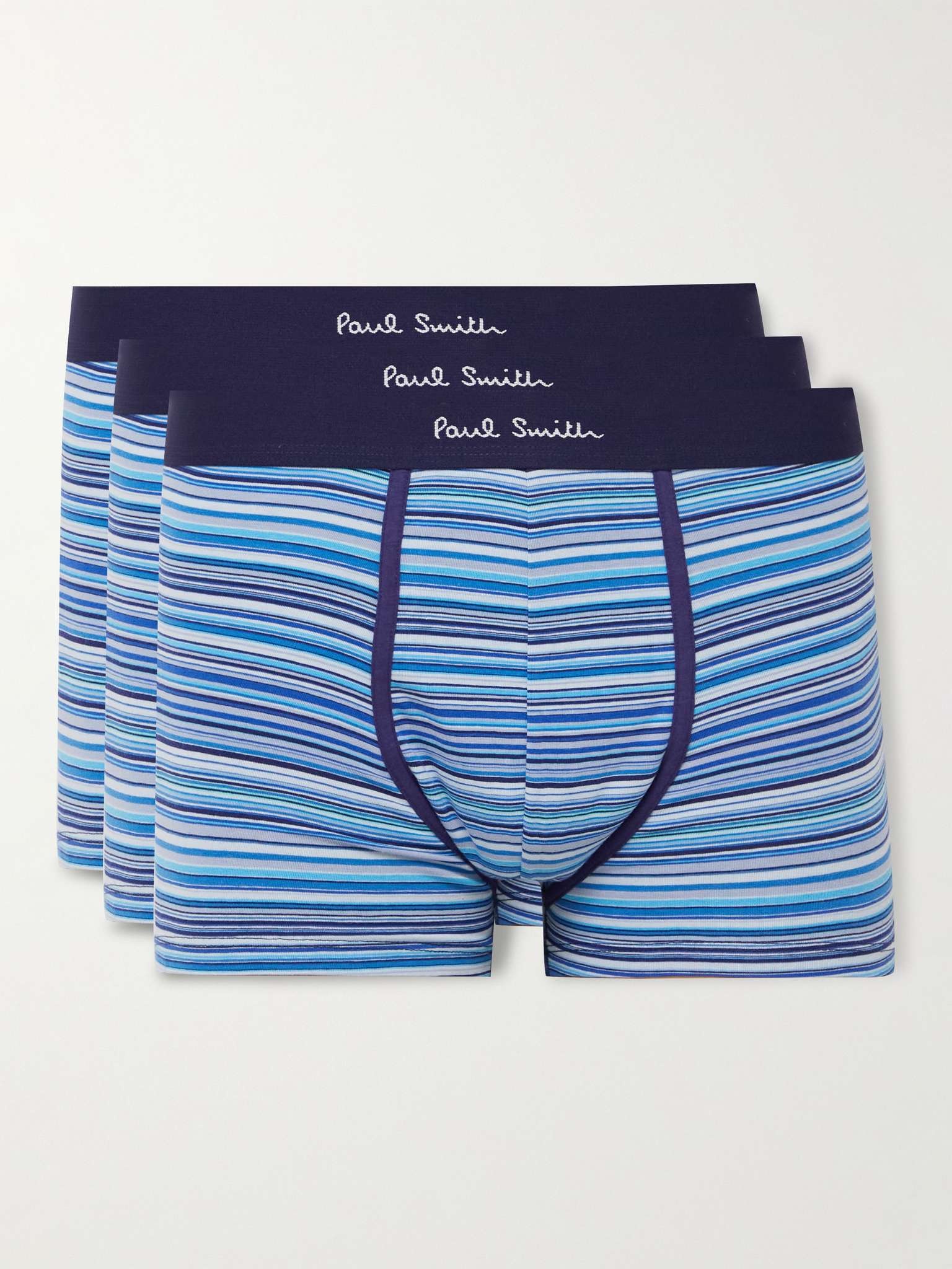 Three-Pack Striped Stretch Organic Cotton-Jersey Boxer Briefs - 1