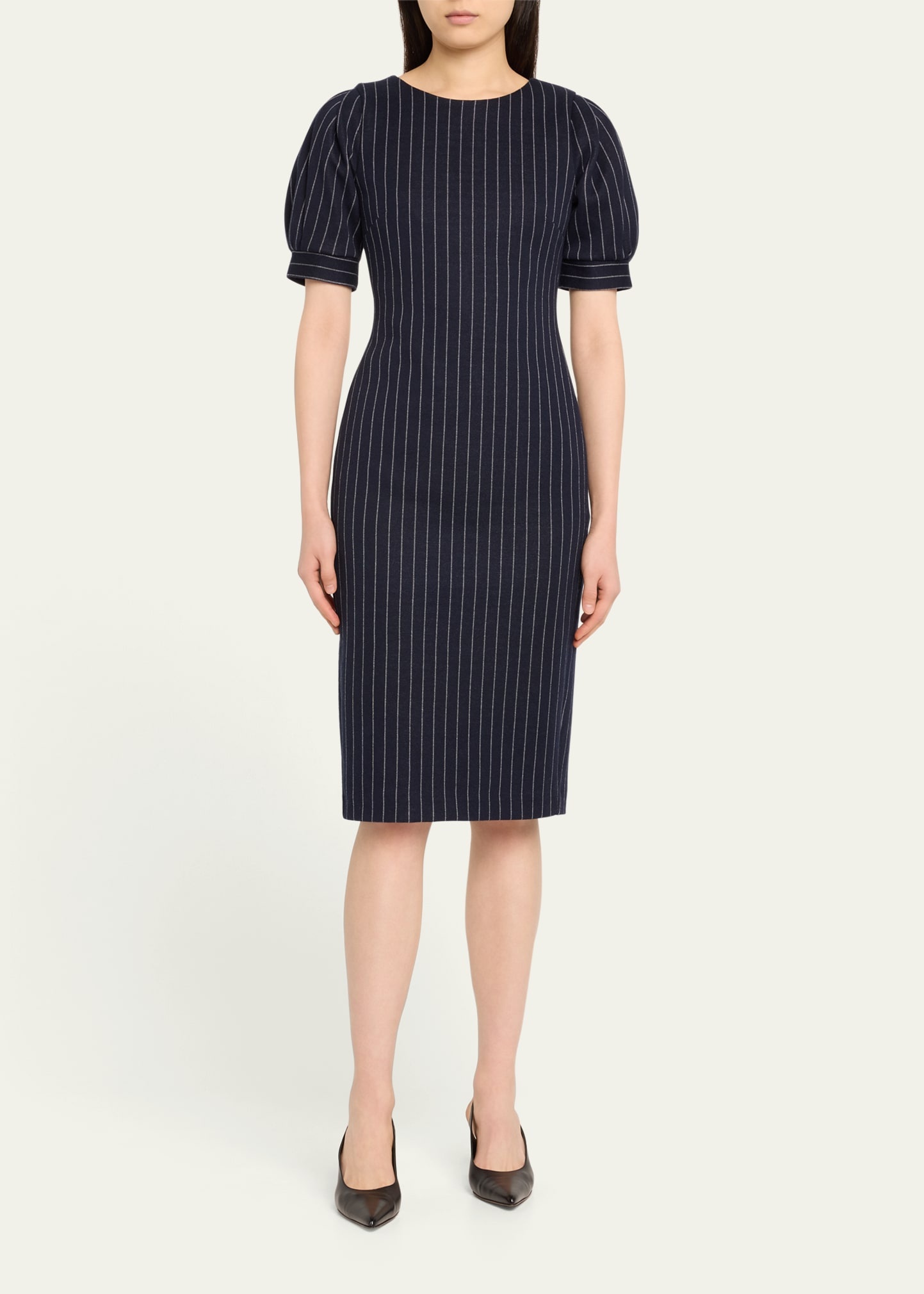 Tunica Striped Puff-Sleeve Midi Dress - 2