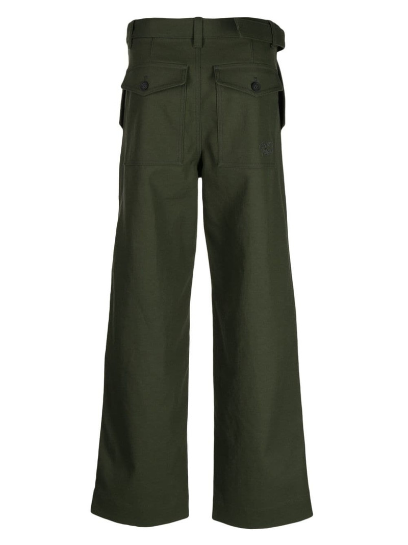 Maison Kitsuné belted-waist straight-leg trousers outlook