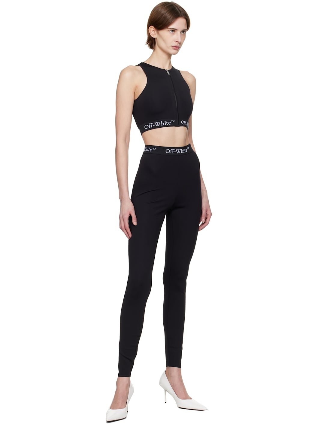 Black Logo Band Sport Leggings - 4