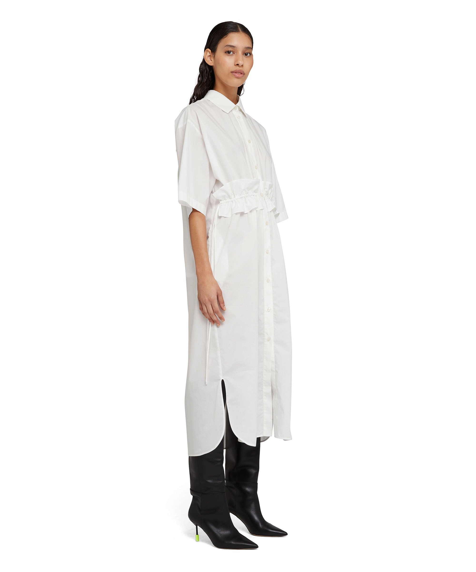 Poplin cotton chemisier dress with ruffled details - 2