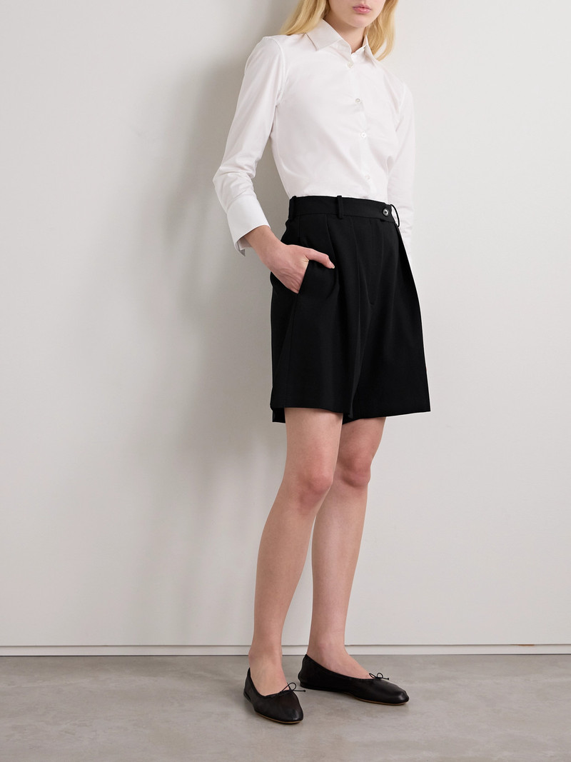 The Row Efron Pleated Wool-twill Shorts outlook