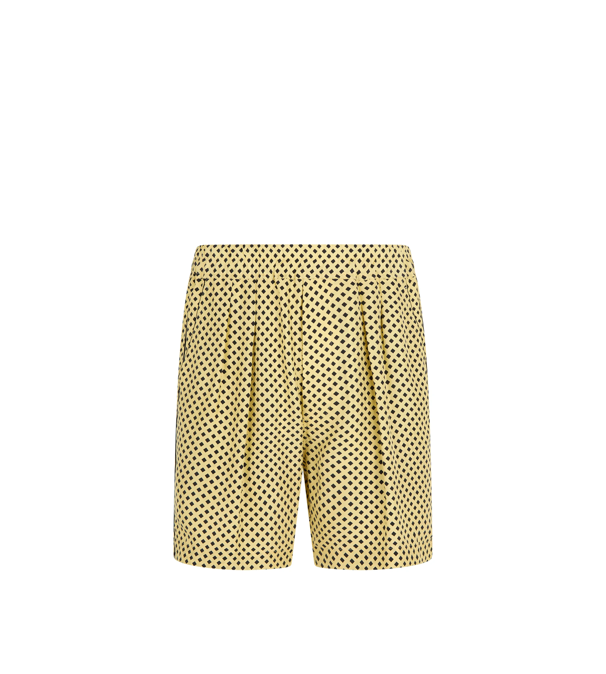 DIAMOND PRINT PEACHED SILK HABOTAI PLEATED LOUNGE SHORTS - 1