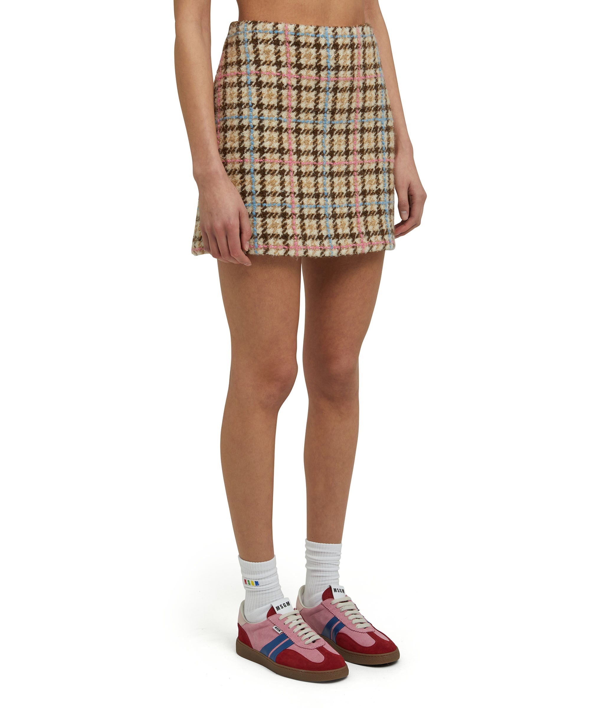 Blended wool mini skirt with "Micro Check Wool" motif - 3