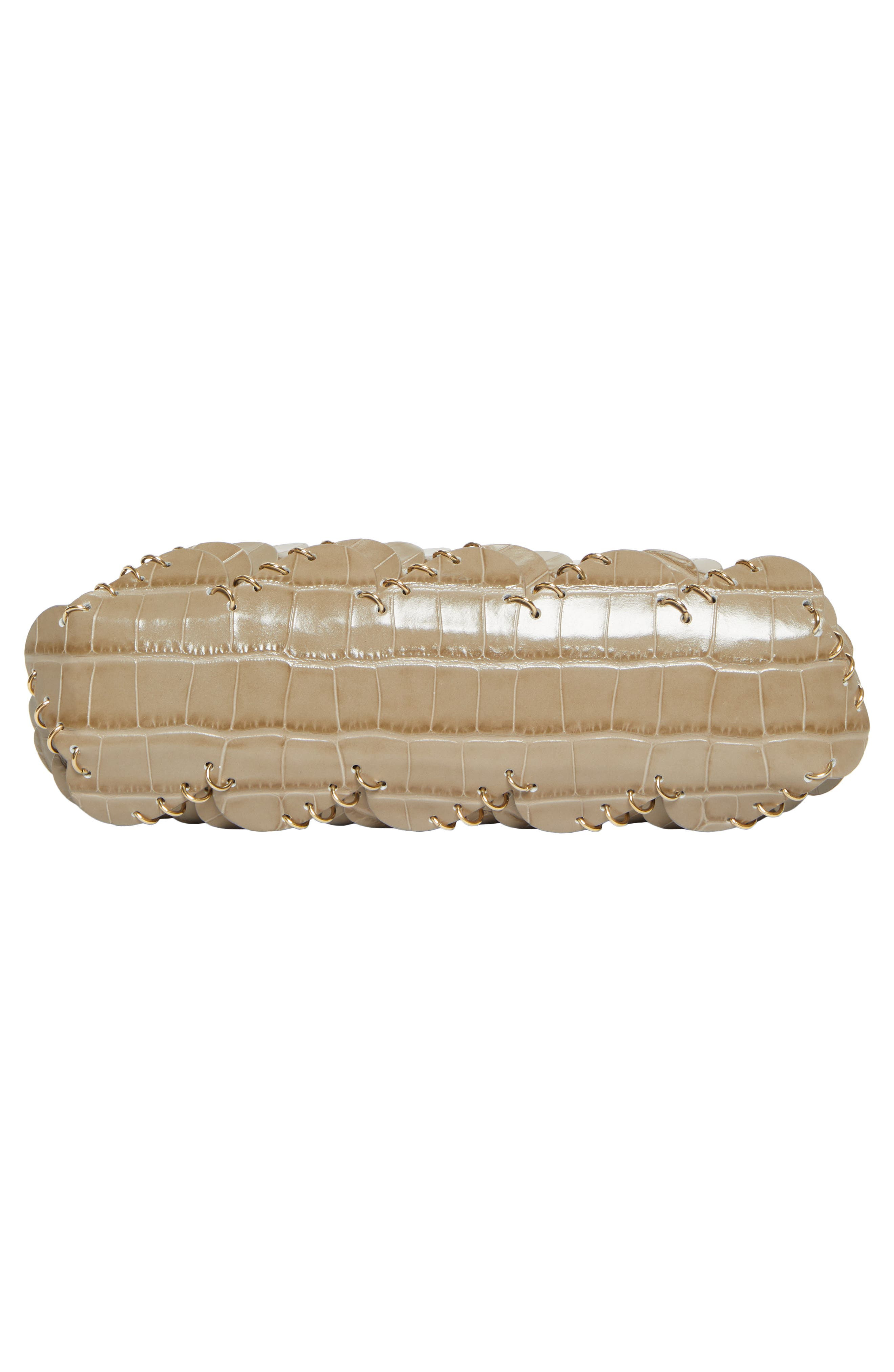 Rabanne Paco Croc Embossed Leather Shoulder Bag in Taupe /Gold at Nordstrom - 6