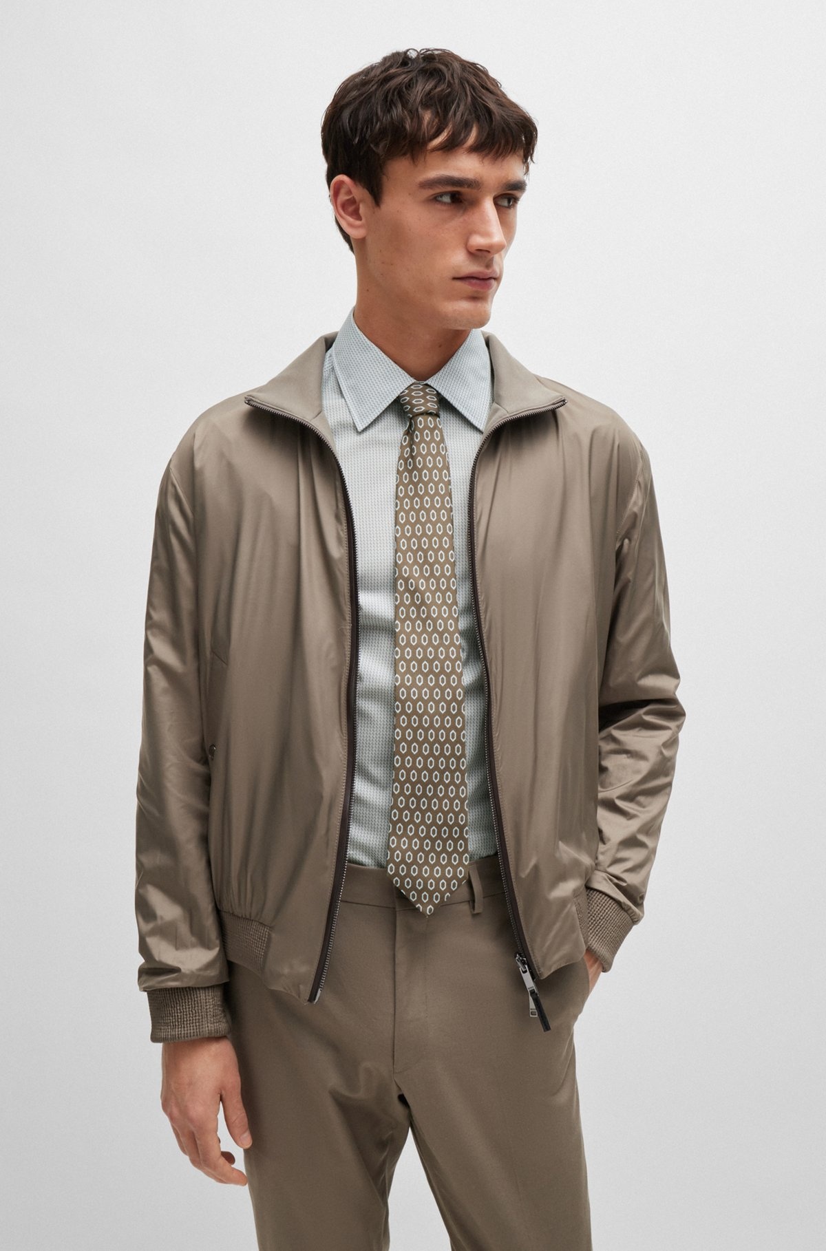 SLIM-FIT SHIRT IN PRINTED COTTON WITH KENT COLLAR - 6