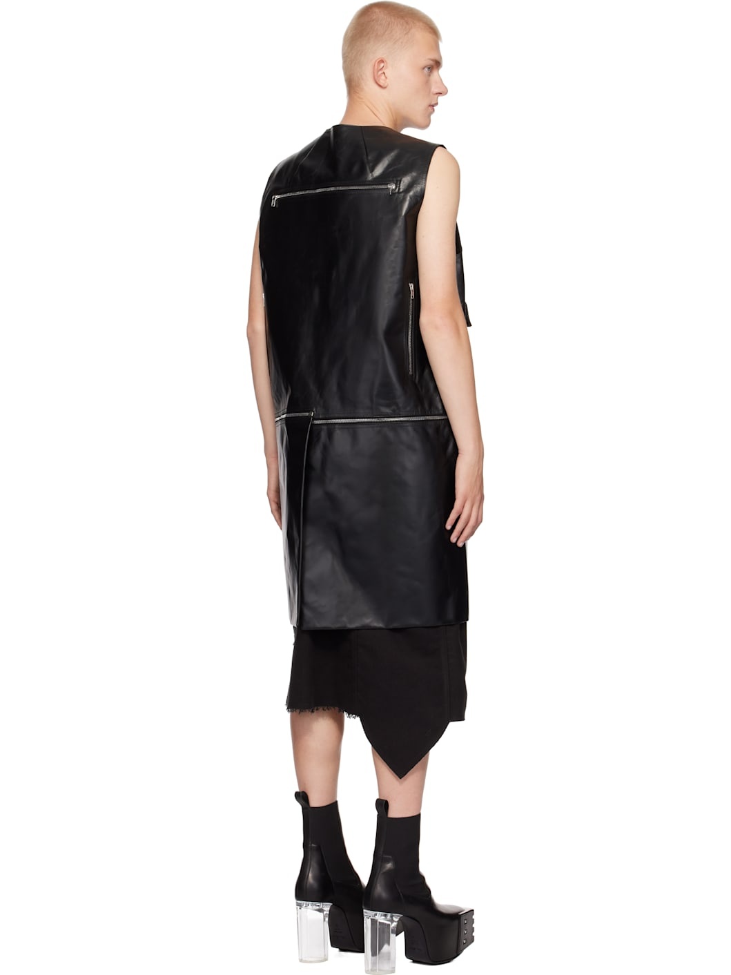 Black Porterville Utility Leather Vest - 3