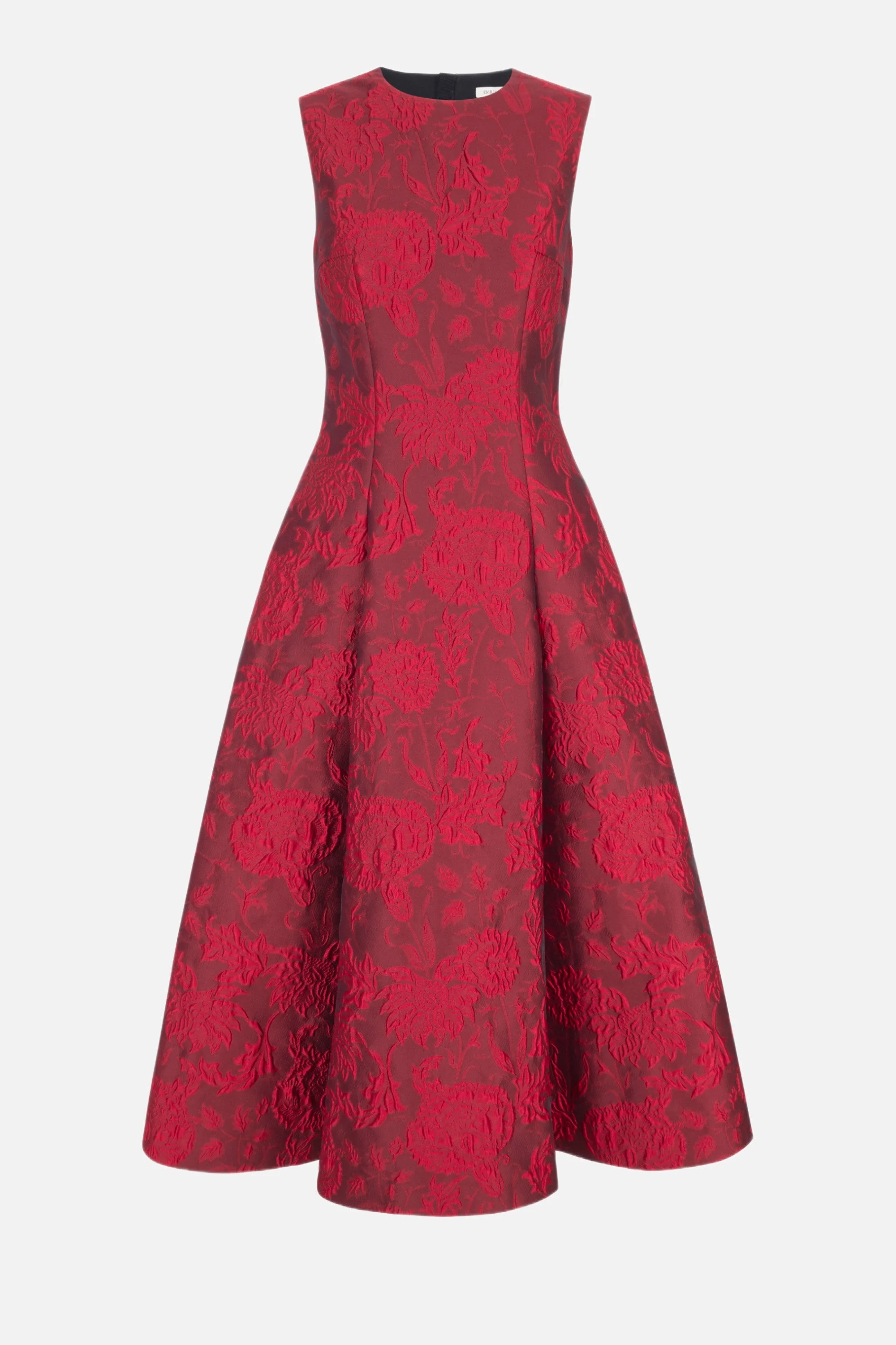 Mara Dress in Red Floral Cloque - 1
