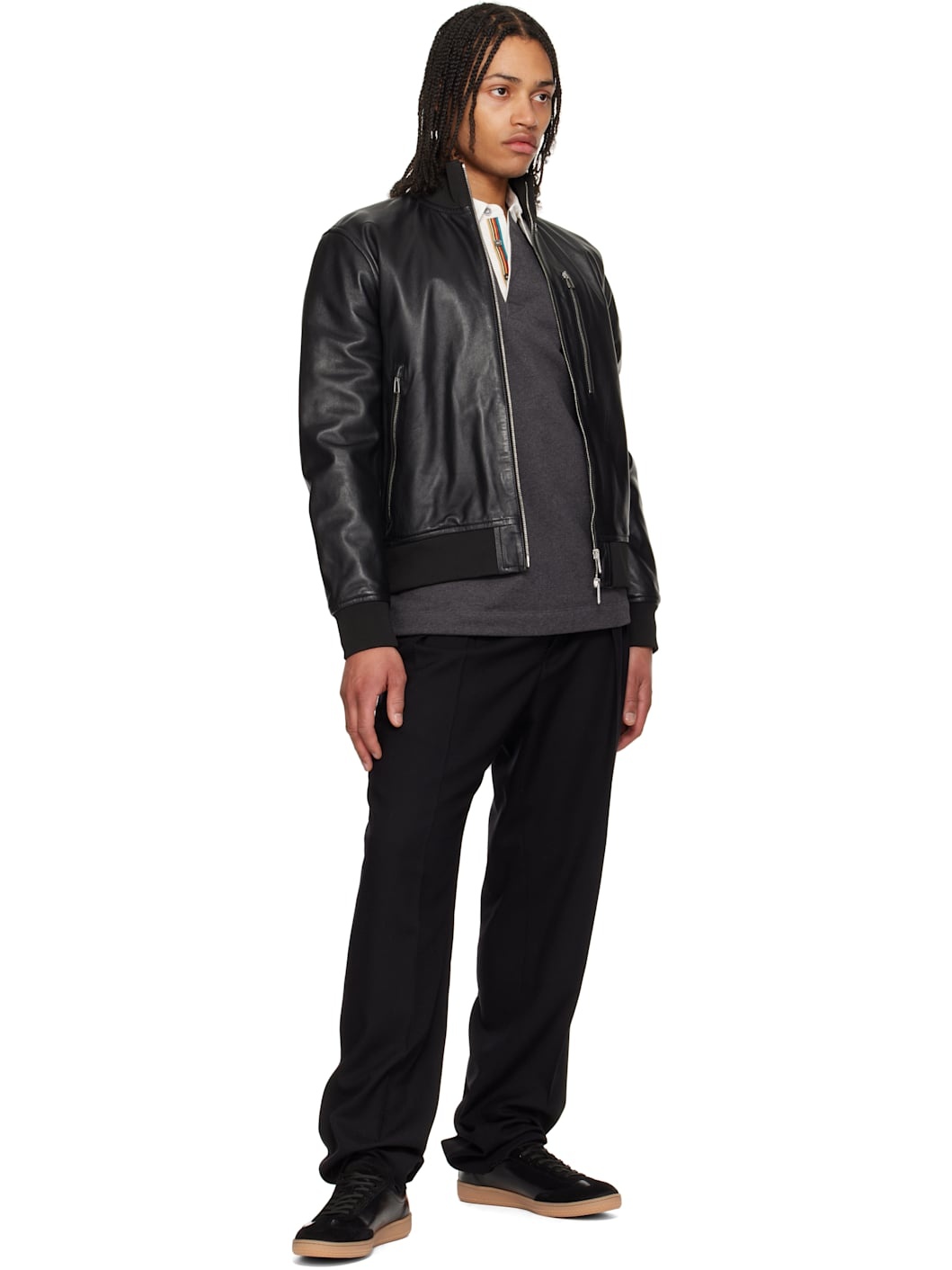 Black Leather Como Sneakers - 5
