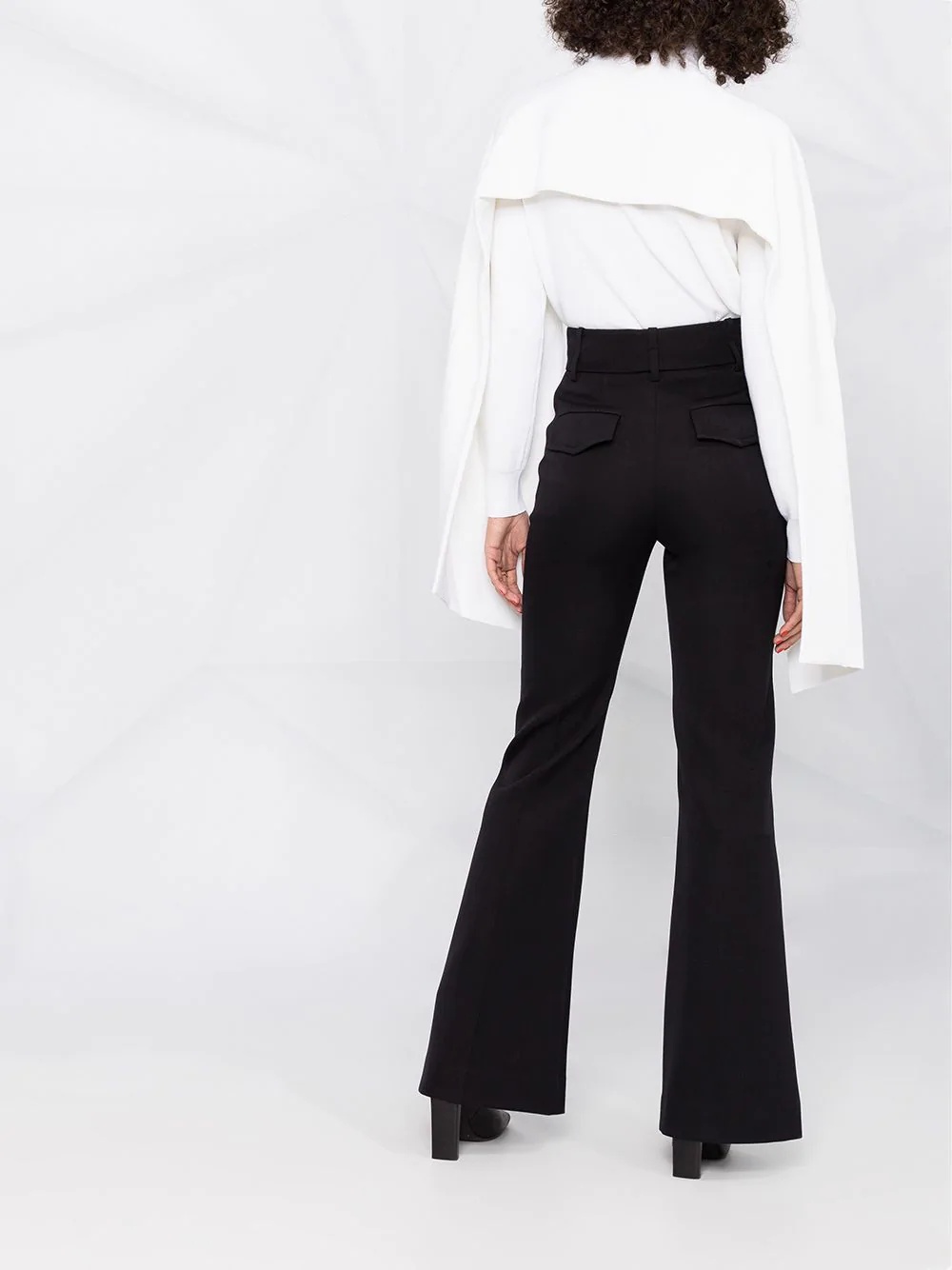 contrast-trim flared trousers - 6