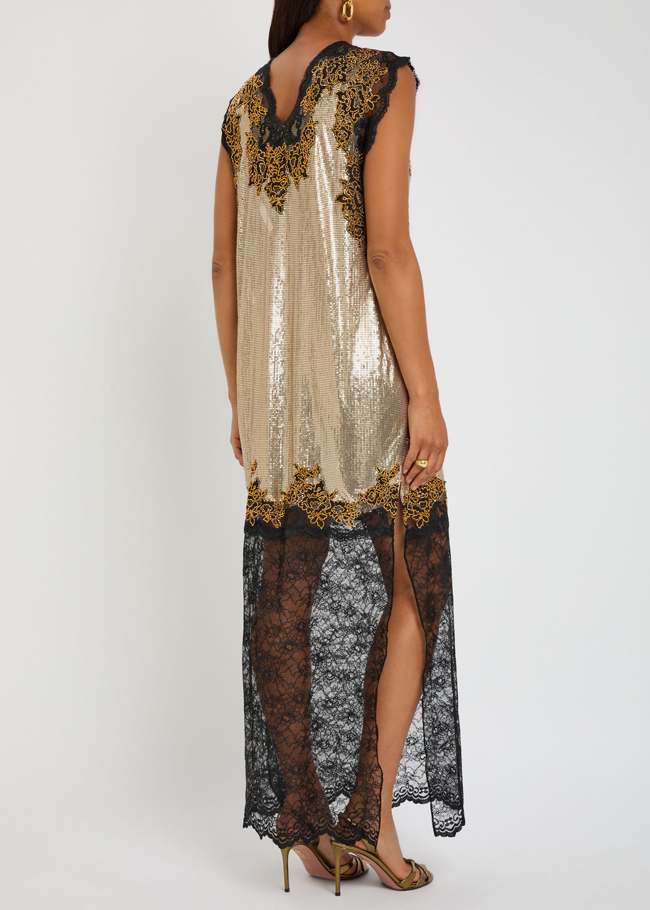 Rabanne Lace-trimmed Embellished Chainmail Gown - 3