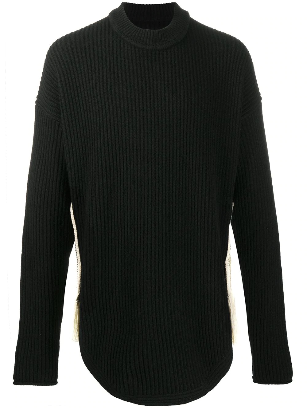 ribbed knit woven panel jumper - 1