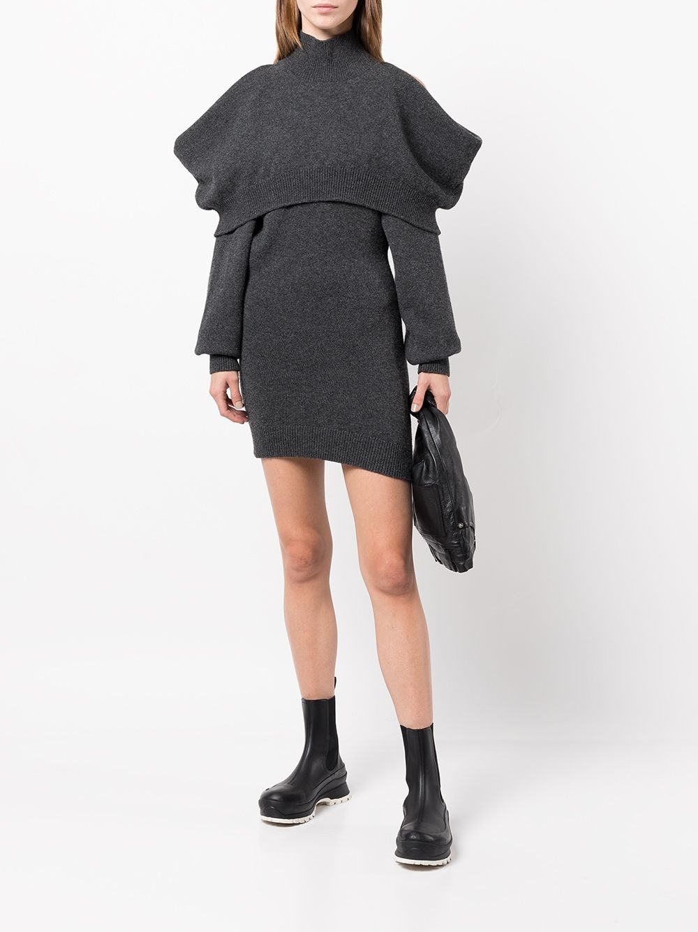 knitted cold-shoulder mini dress - 2