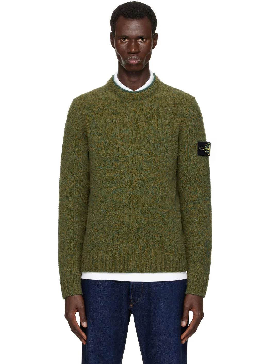 Green 5100031 Speckled Wool Nylon Sweater - 1