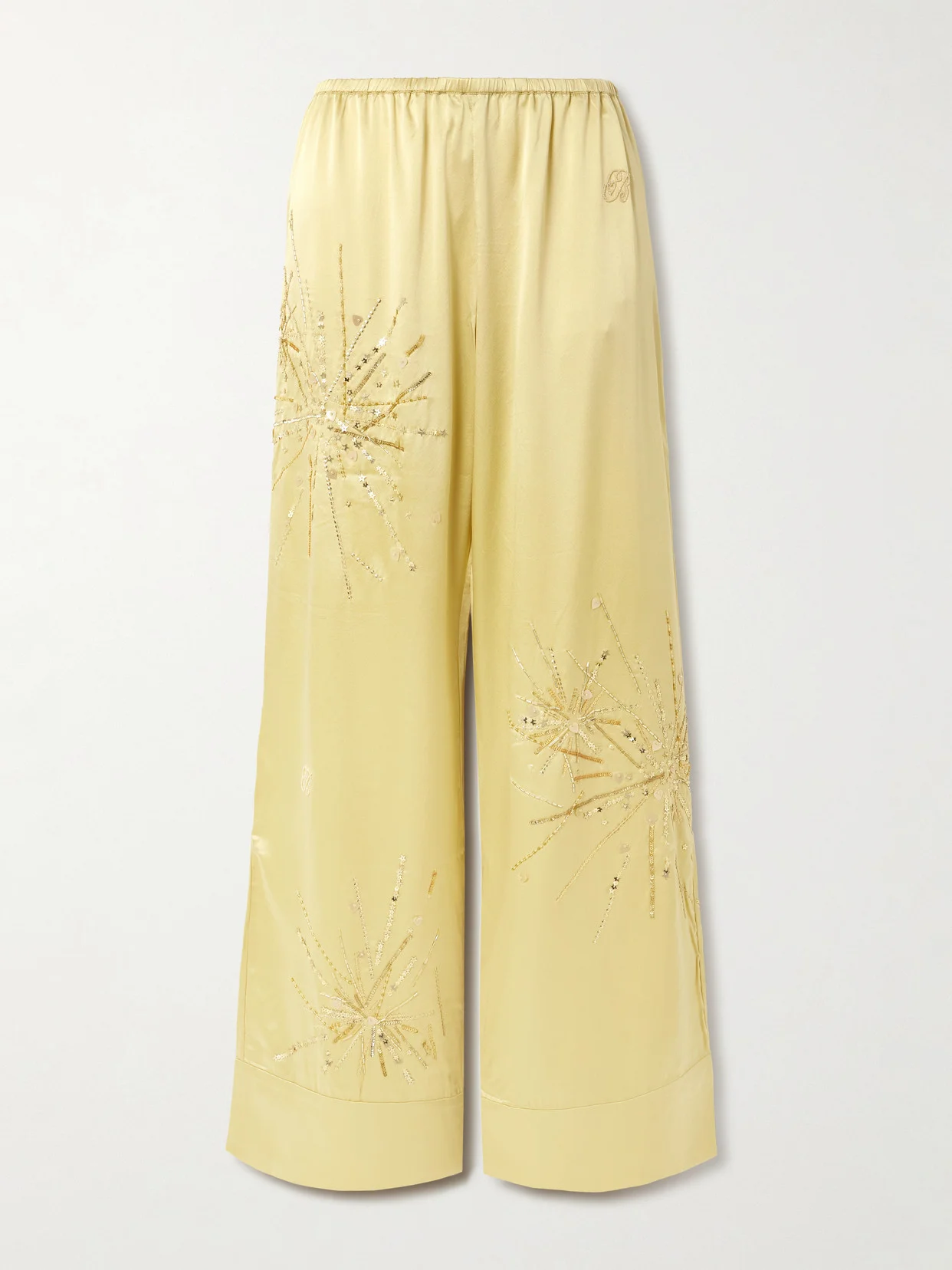 Louis Embellished Silk-blend Satin Wide-leg Pants - 1