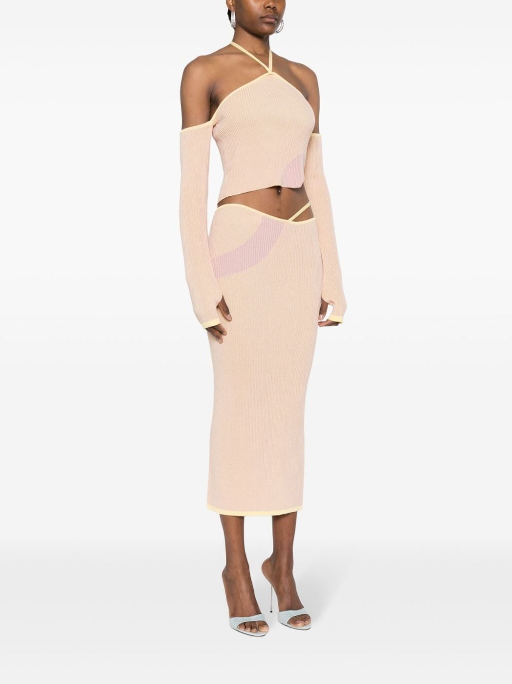Comma logo-plaque ribbed skirt - 3