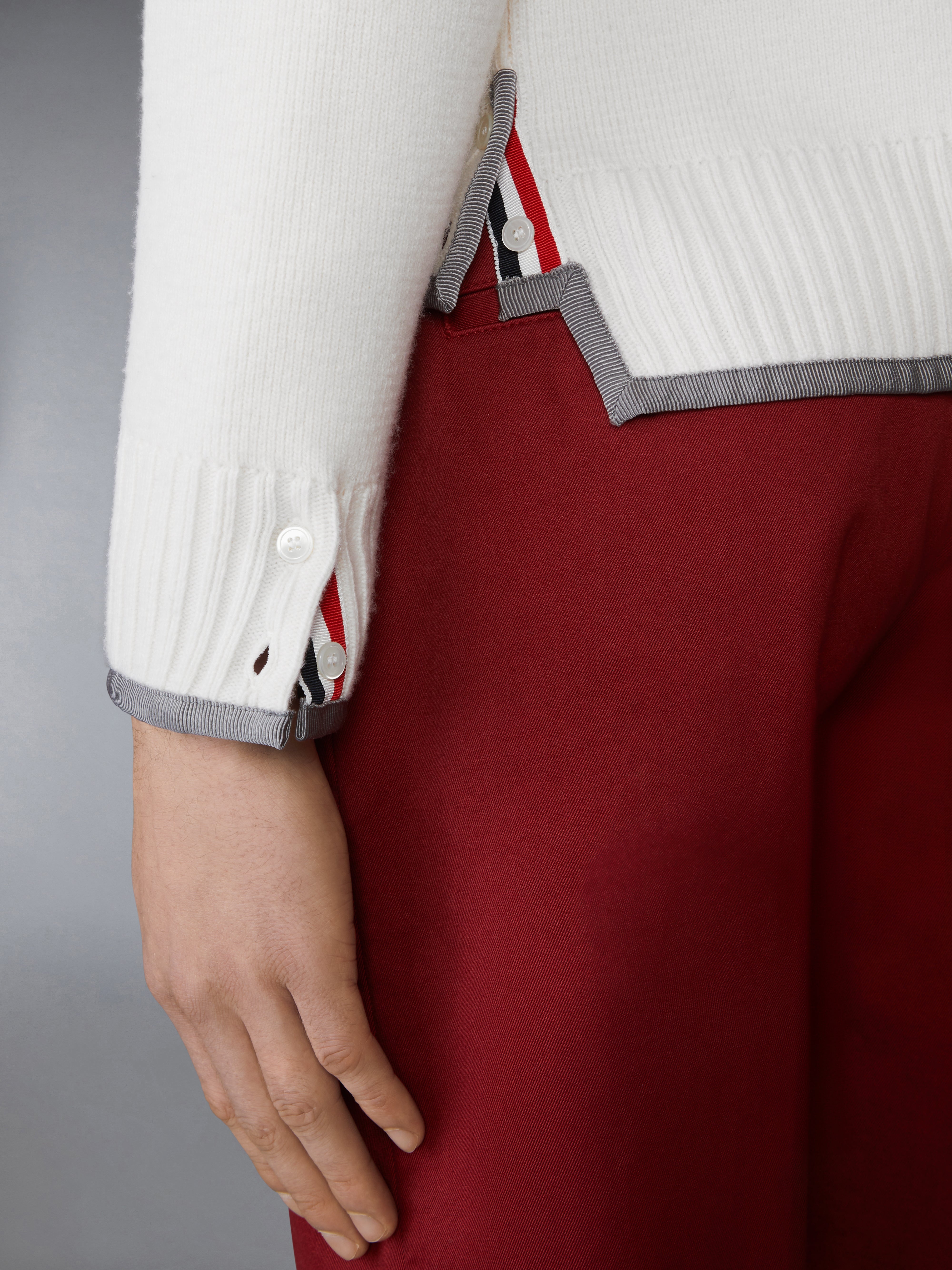 MILANO STITCH MERINO WOOL 4-BAR V NECK CARDIGAN - 5