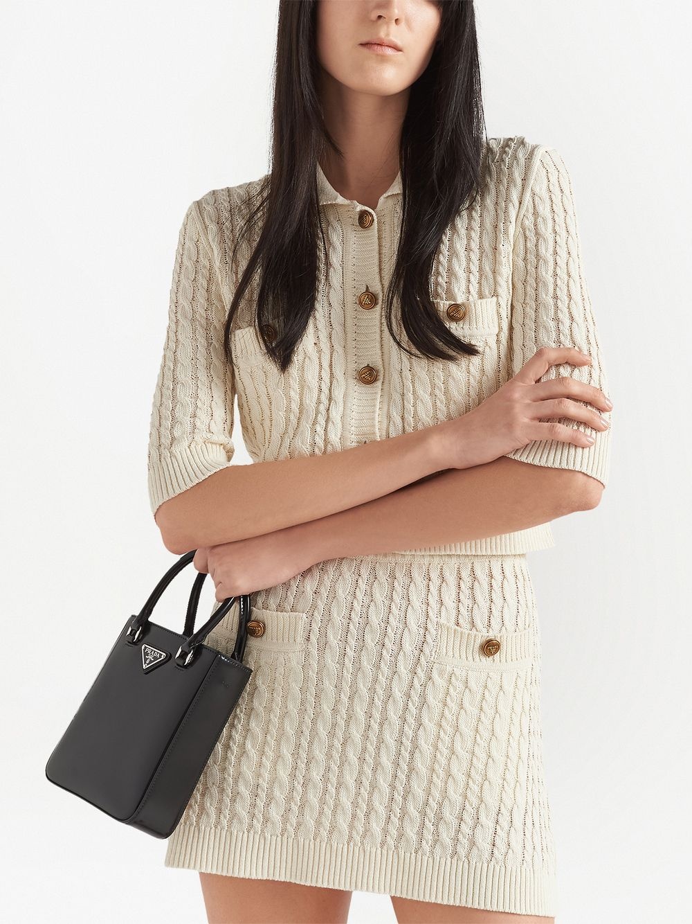 cable-knit cotton miniskirt - 4