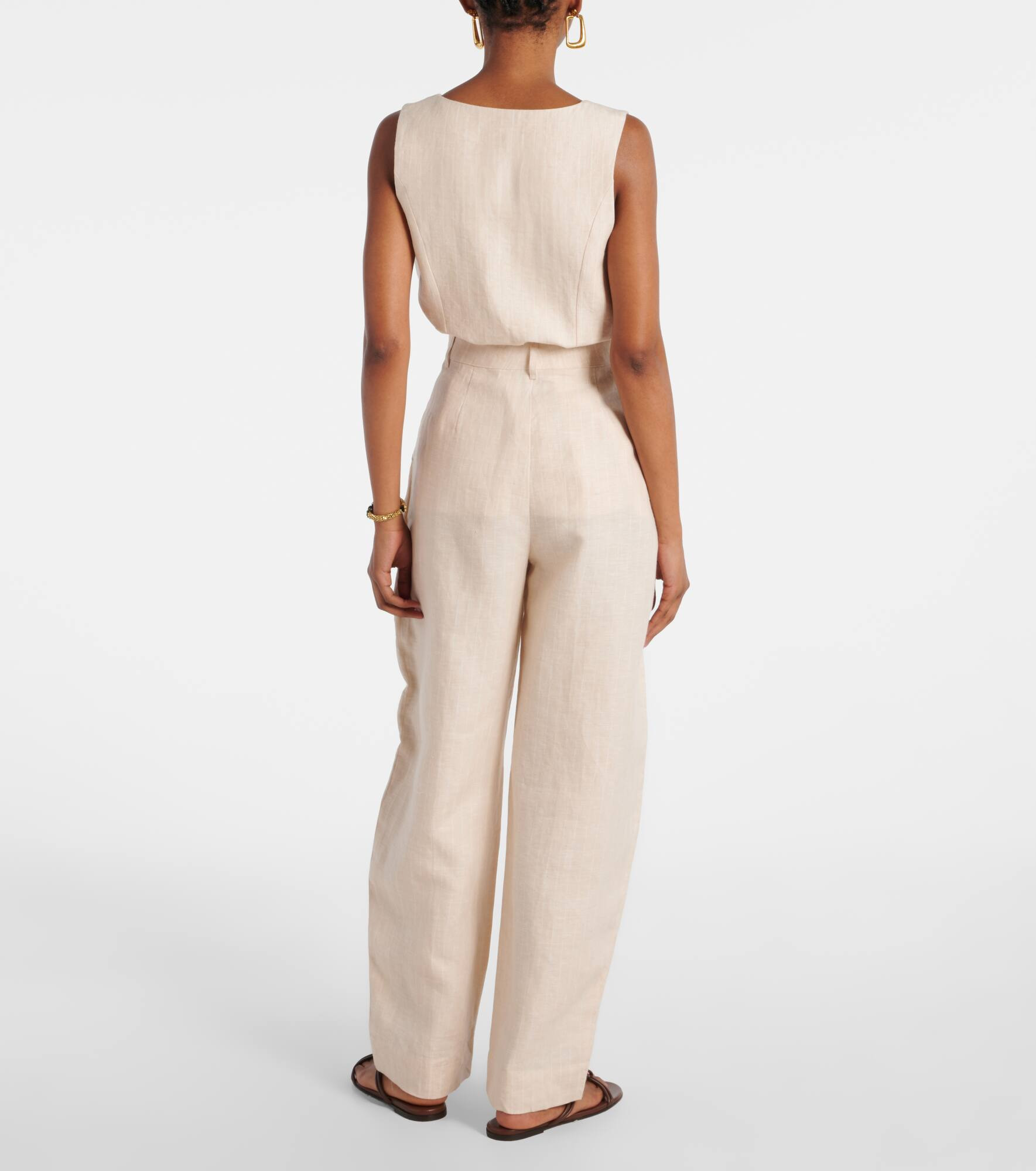Lucille pinstripe linen barrel-leg pants - 3