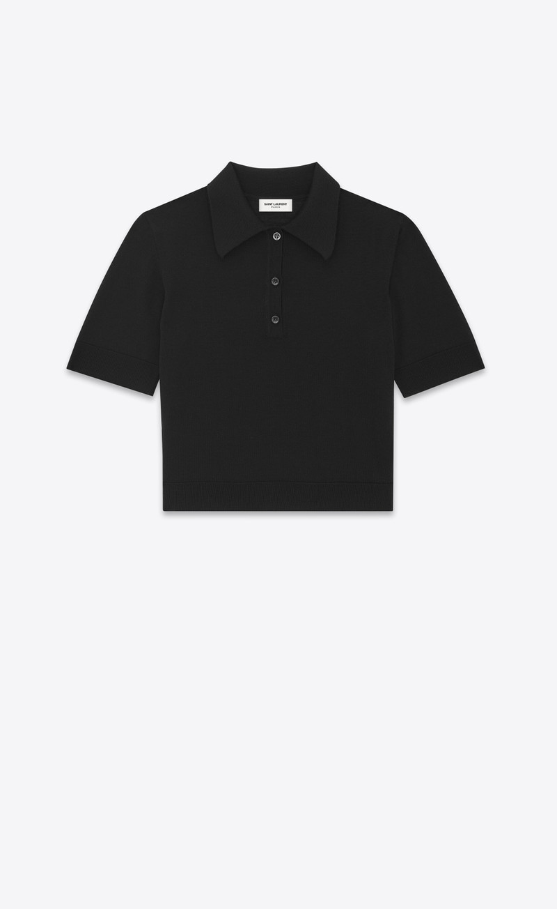 cropped polo in wool - 1