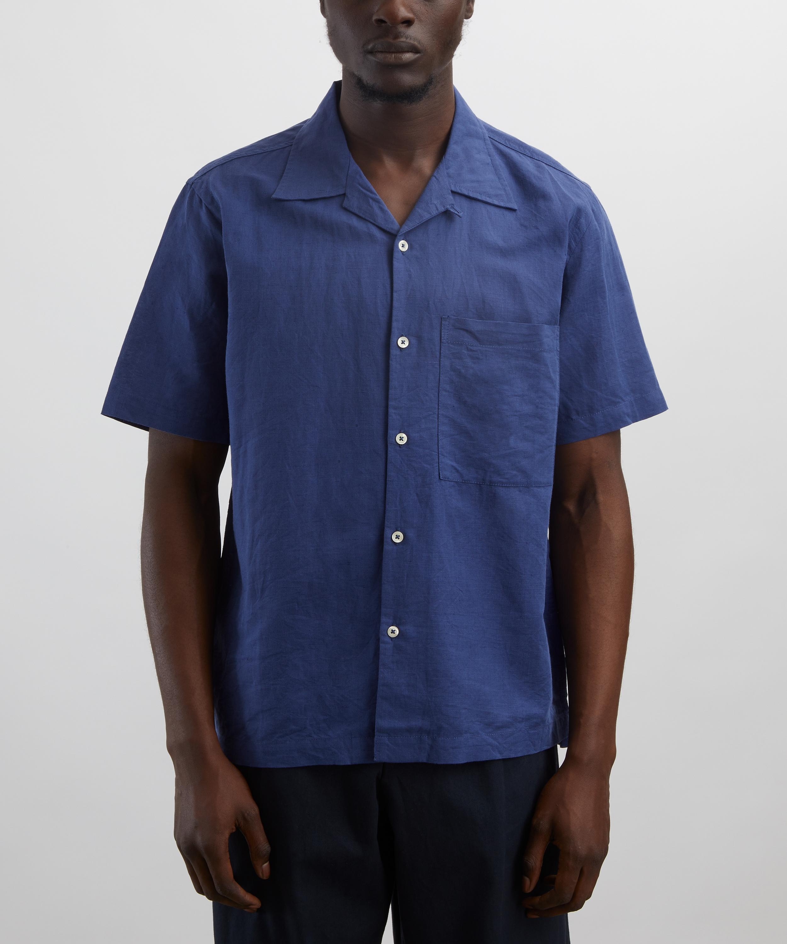 Blue Linen Camp Shirt - 3