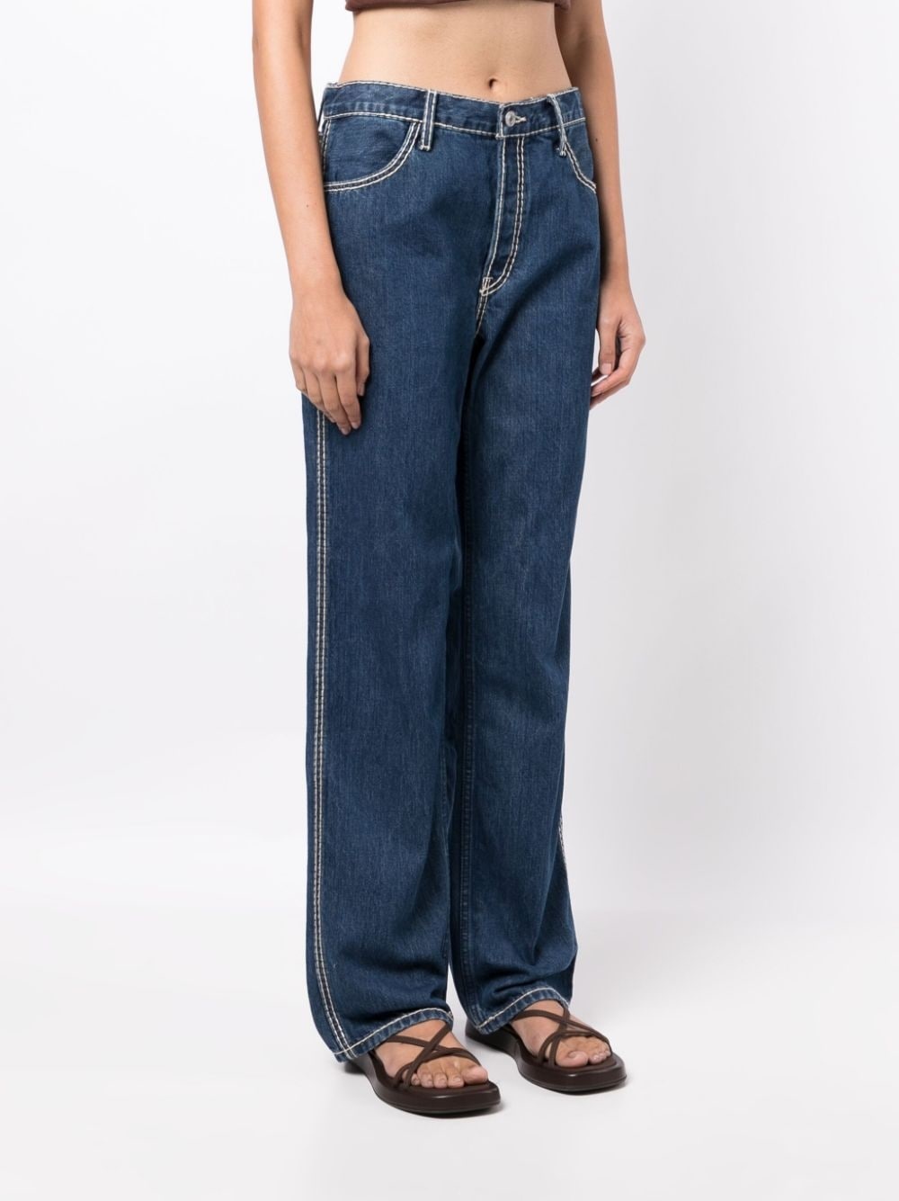 loose-fit contrast-stitching jeans - 3