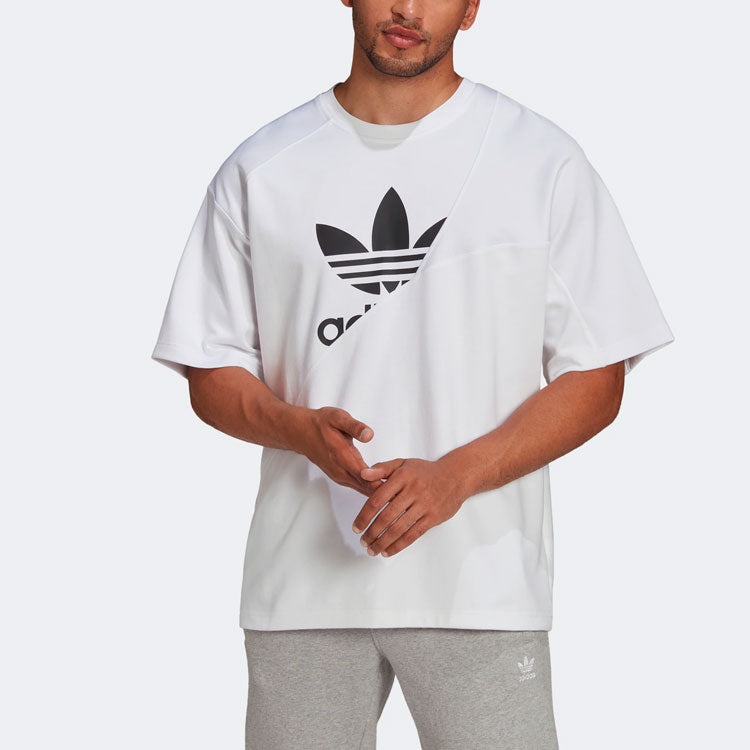 Men's adidas originals Bld Tricot In T Logo Sports Splicing Short Sleeve White T-Shirt HG1439 - 2