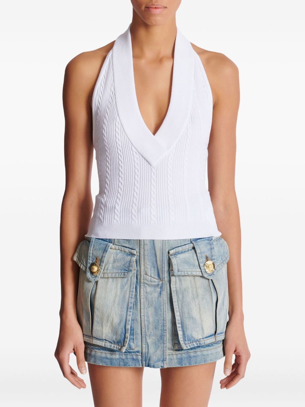 cable-knit halterneck top - 5