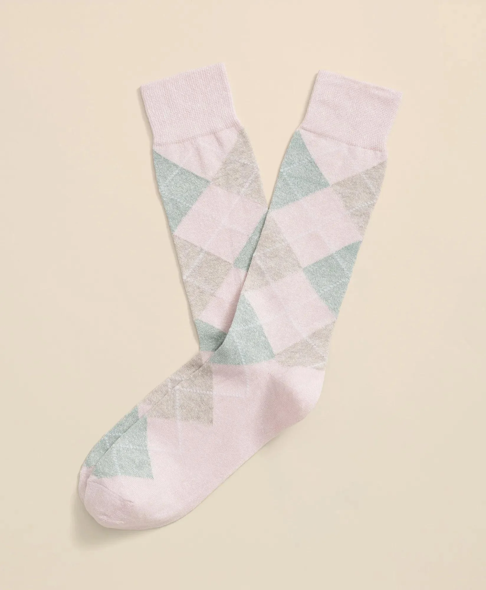 Linen-Cotton Blend Argyle Socks - 1