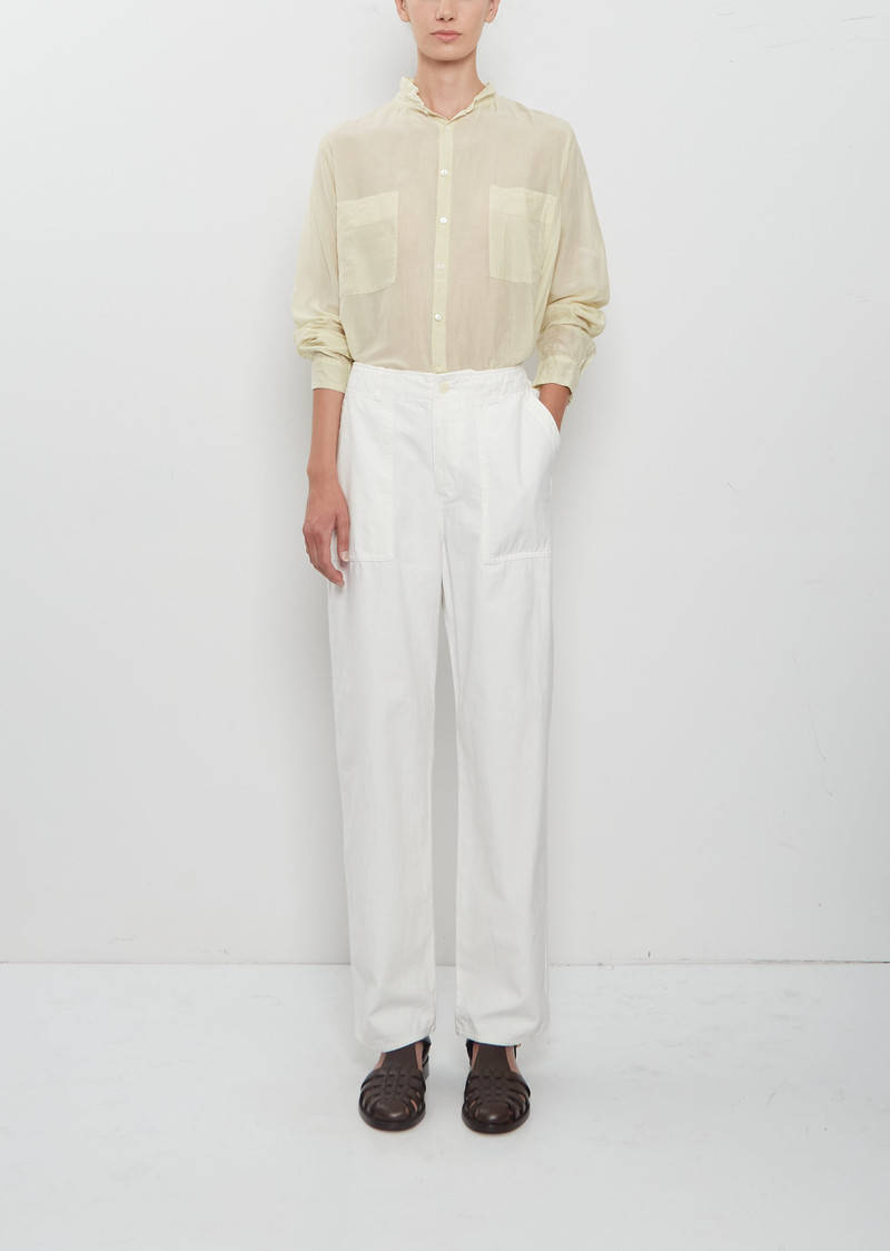 Brushed Cotton Back Satin Baker Pants — White 1