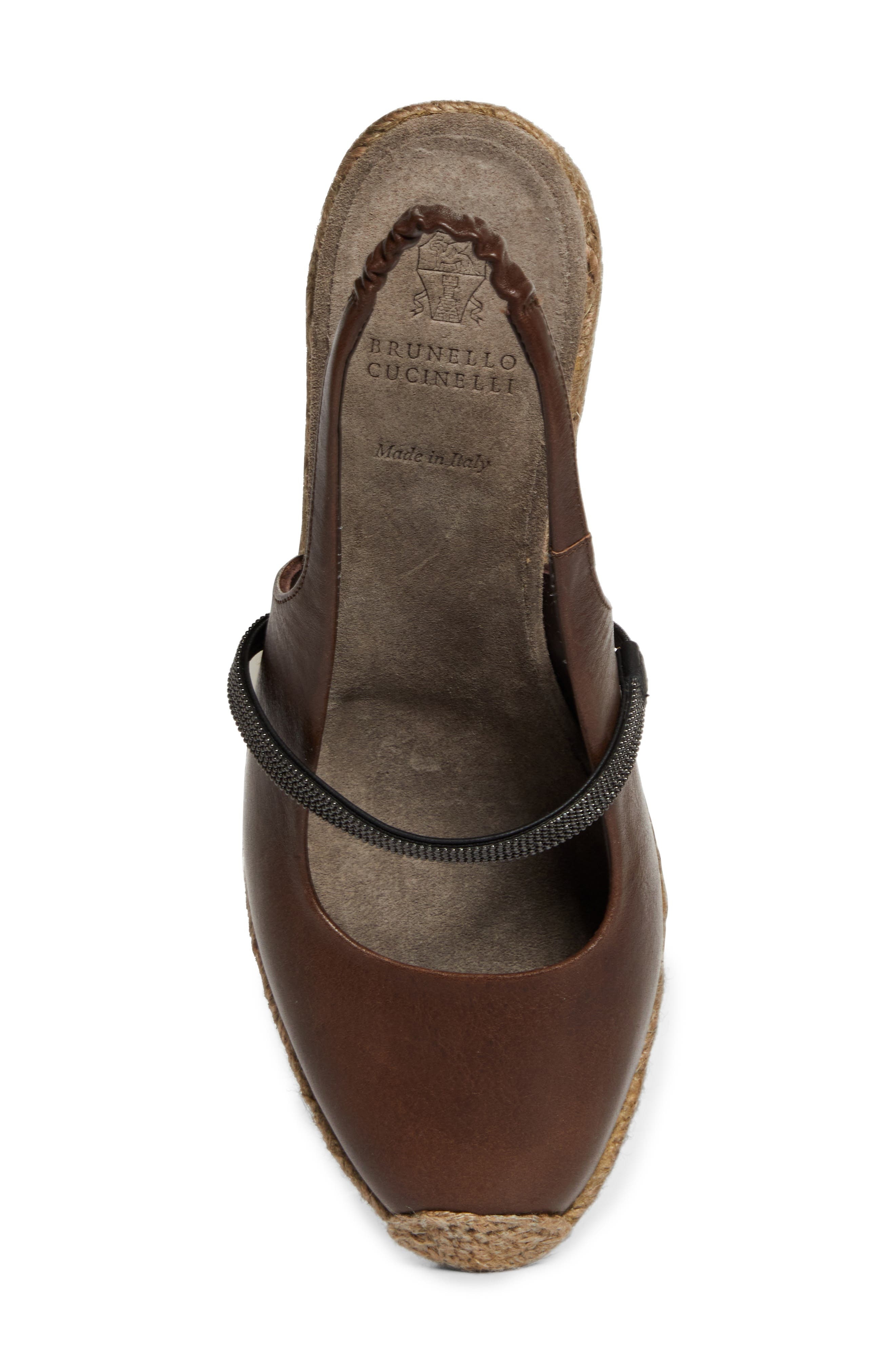 Brunello Cucinelli Monili Strap Espadrille Wedge Slingback Pump in C9122 Cacao at Nordstrom - 3