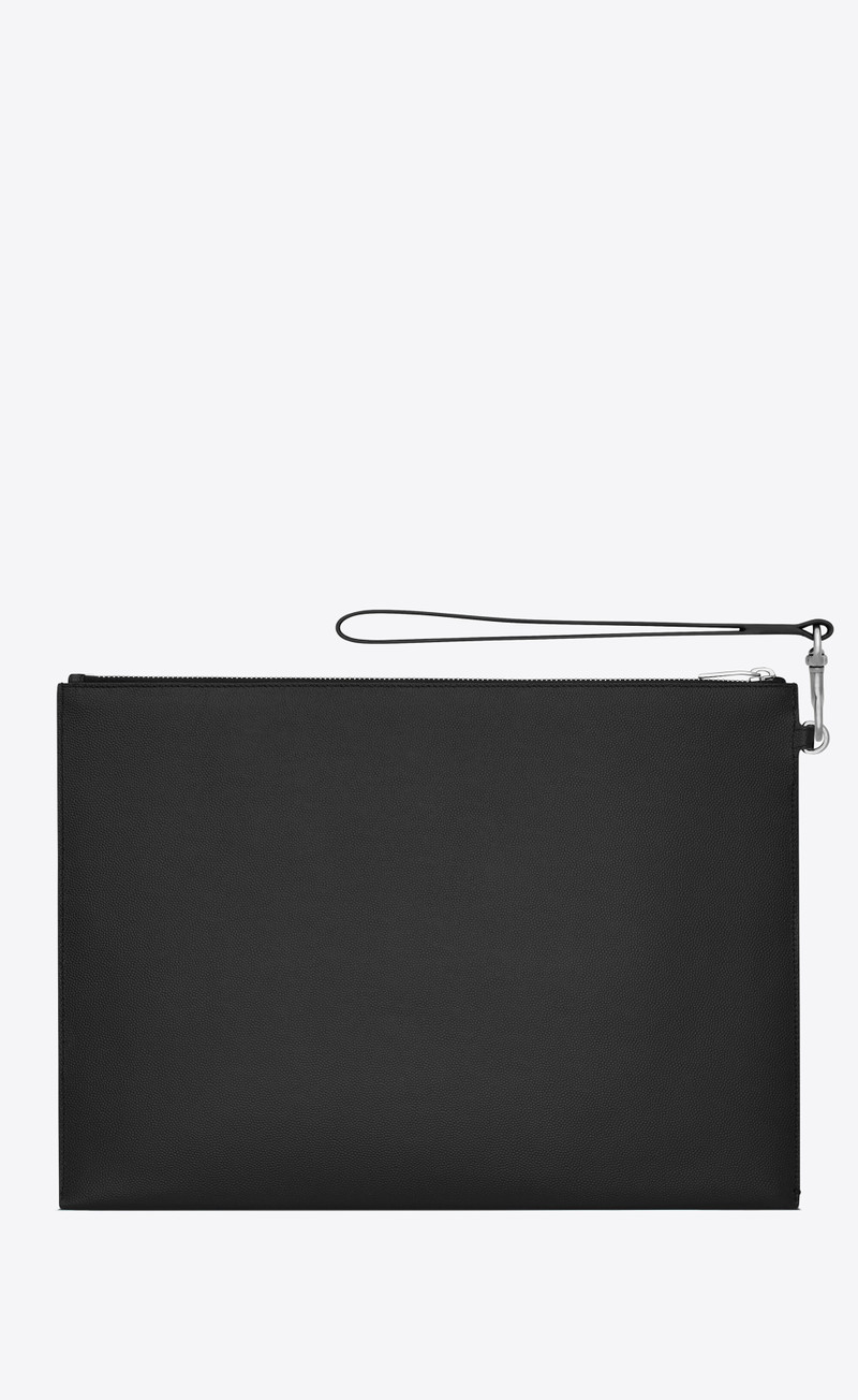 SAINT LAURENT saint laurent paris document holder in grain de poudre embossed leather outlook