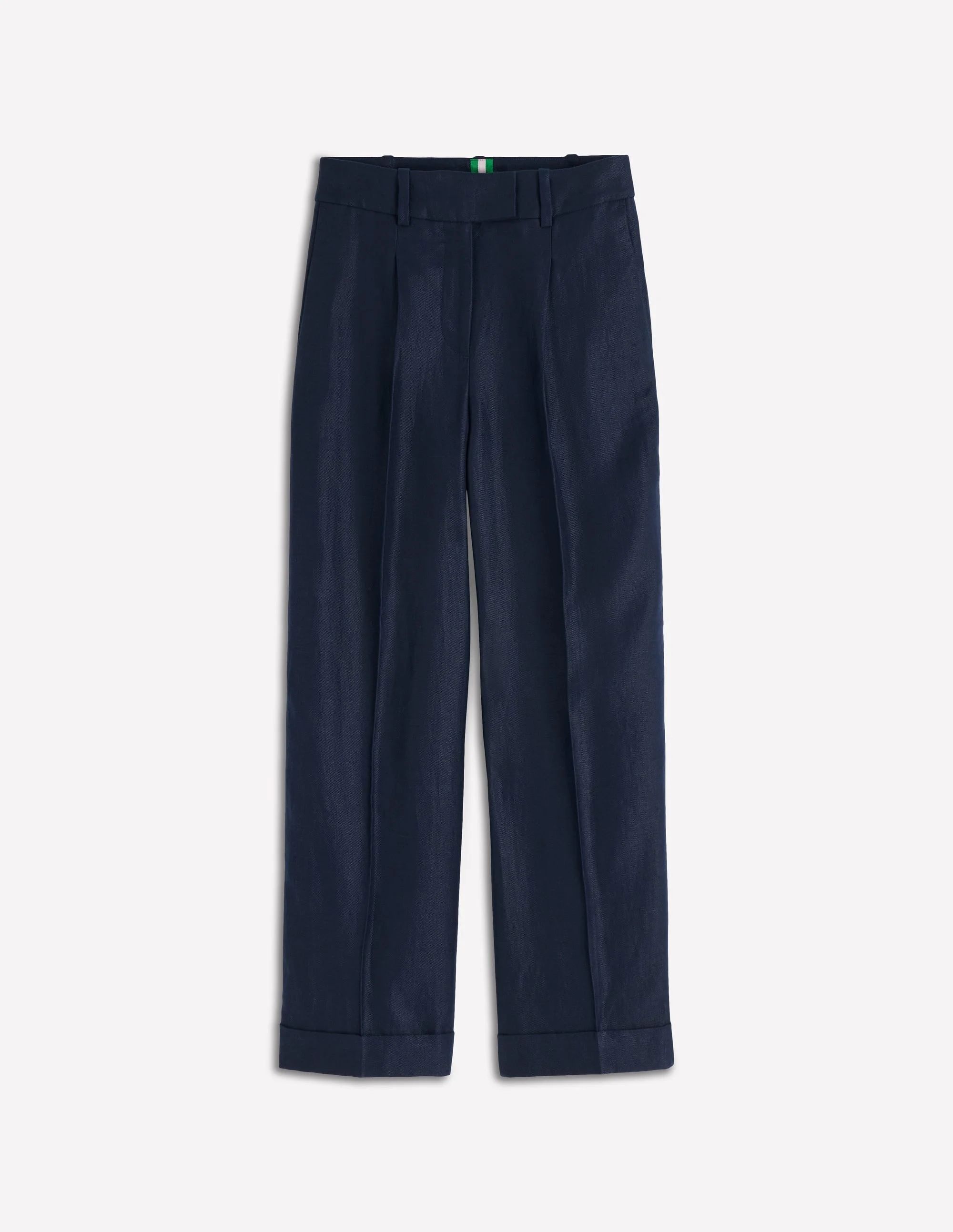 Chiswick Crop Linen Pants-Navy - 1