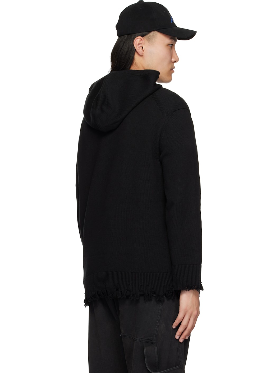 Black Grunge Monster Pony Knit Hoodie - 3