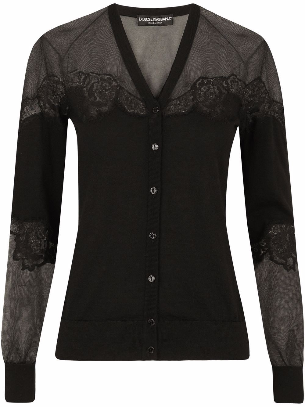 lace-trim cardigan - 1