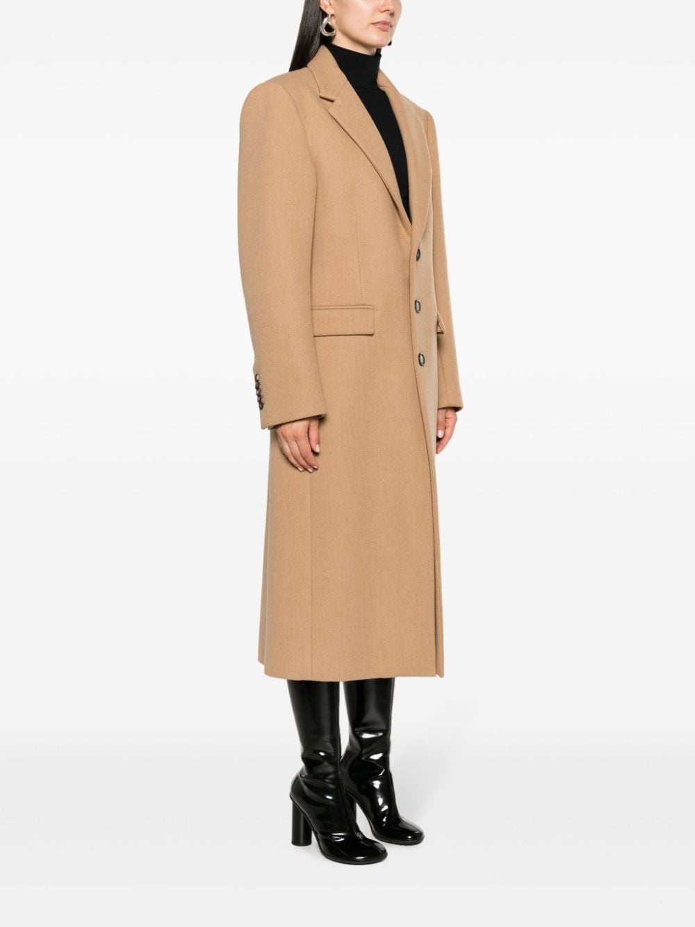 single-breasted wool coat - 3