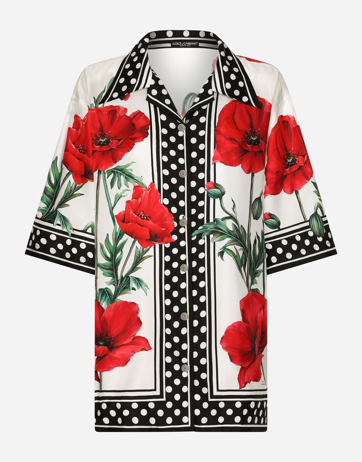 Poppy-print twill shirt - 1