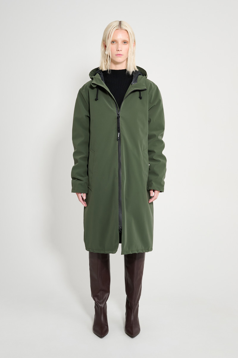 Stutterheim Stockholm Long Matte Winter Coat Green outlook
