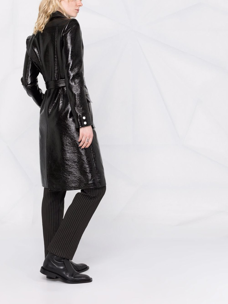 logo-print lacquered-effect trench coat 4