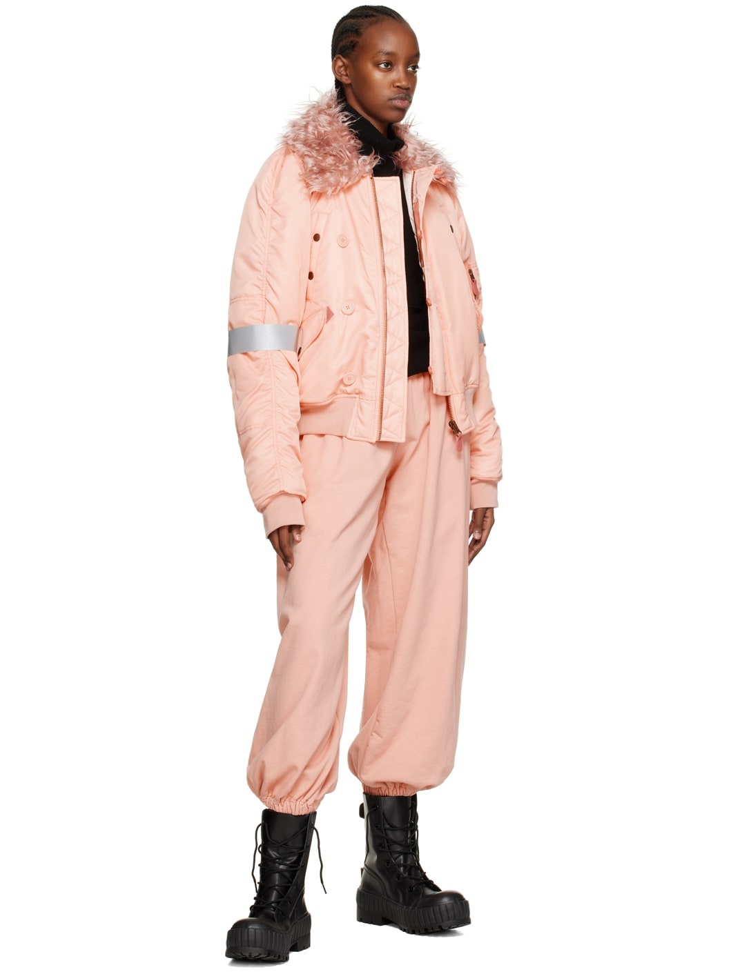Pink Insulated Bomber Jacket - 4