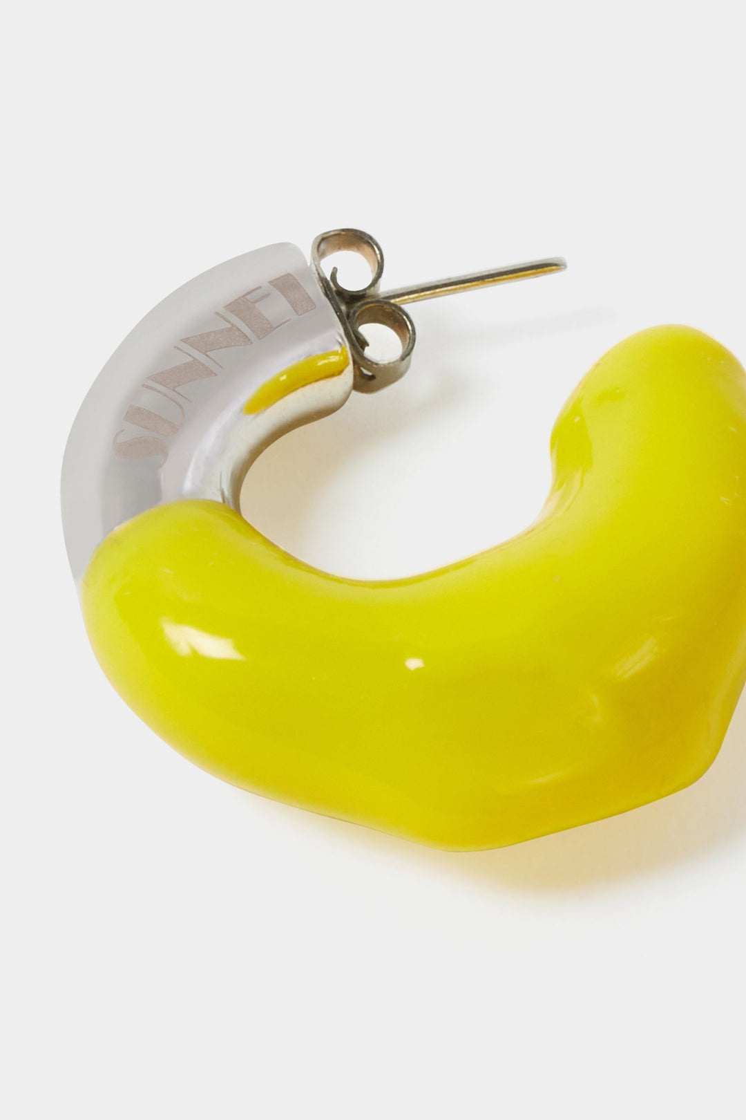 YELLOW RUBBERIZED SMALL SILVER EARRINGS - 2