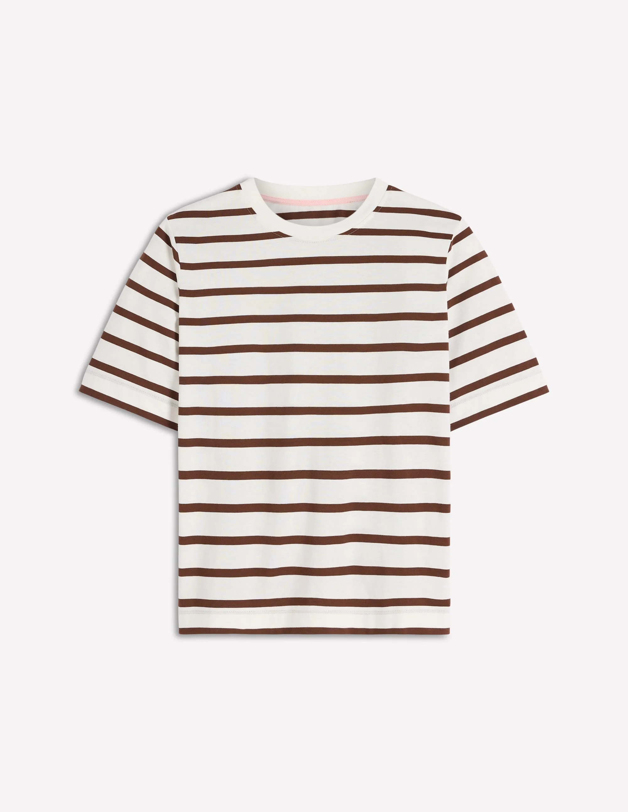 Ren Relaxed Cotton T-shirt-Brown and Ivory Stripe - 1