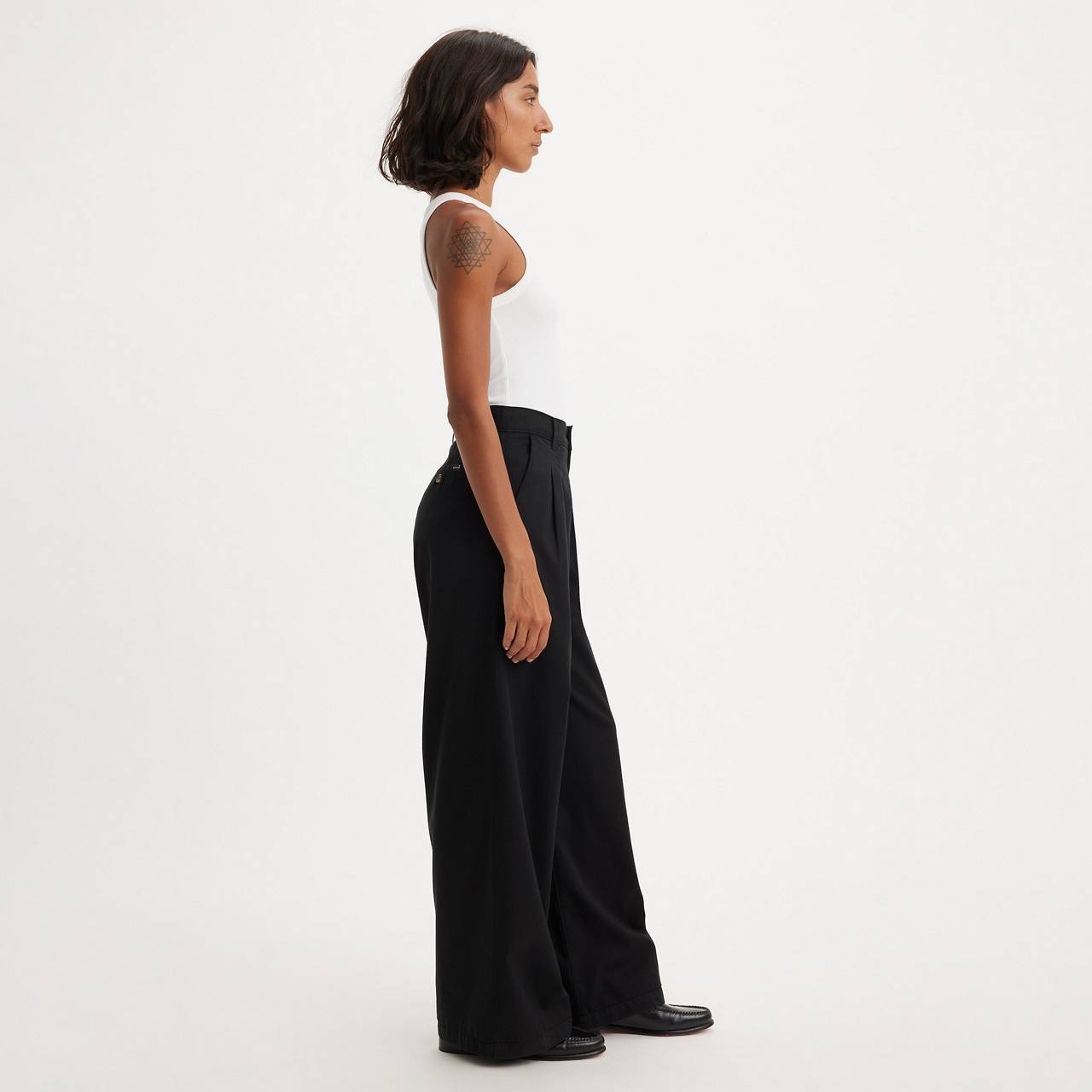 PLEATED WIDE LEG WOMEN'S TROUSER PANTS - 5