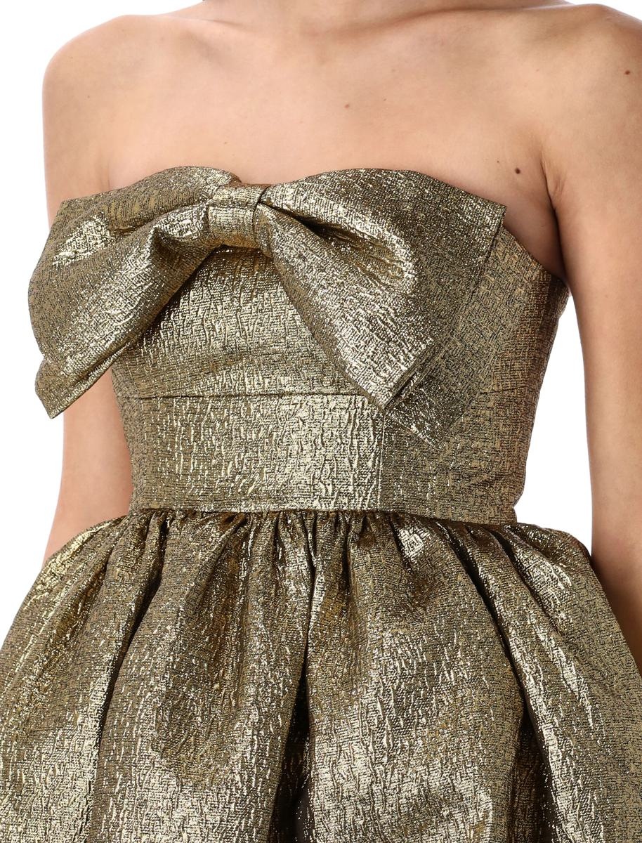 self-portrait Self-Portrait Mini Dress Bow Gold | baltini