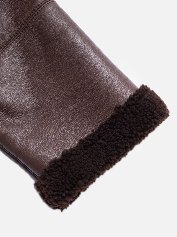 Eva Shearling Coat Dark Brown - 6