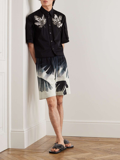 Dries Van Noten Straight-Leg Printed Cotton-Jersey Drawsting Shorts outlook