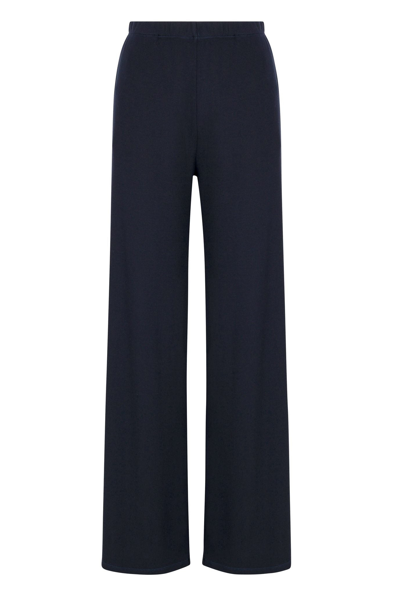 NAVY RIB WIDE LEG PANTS - 5