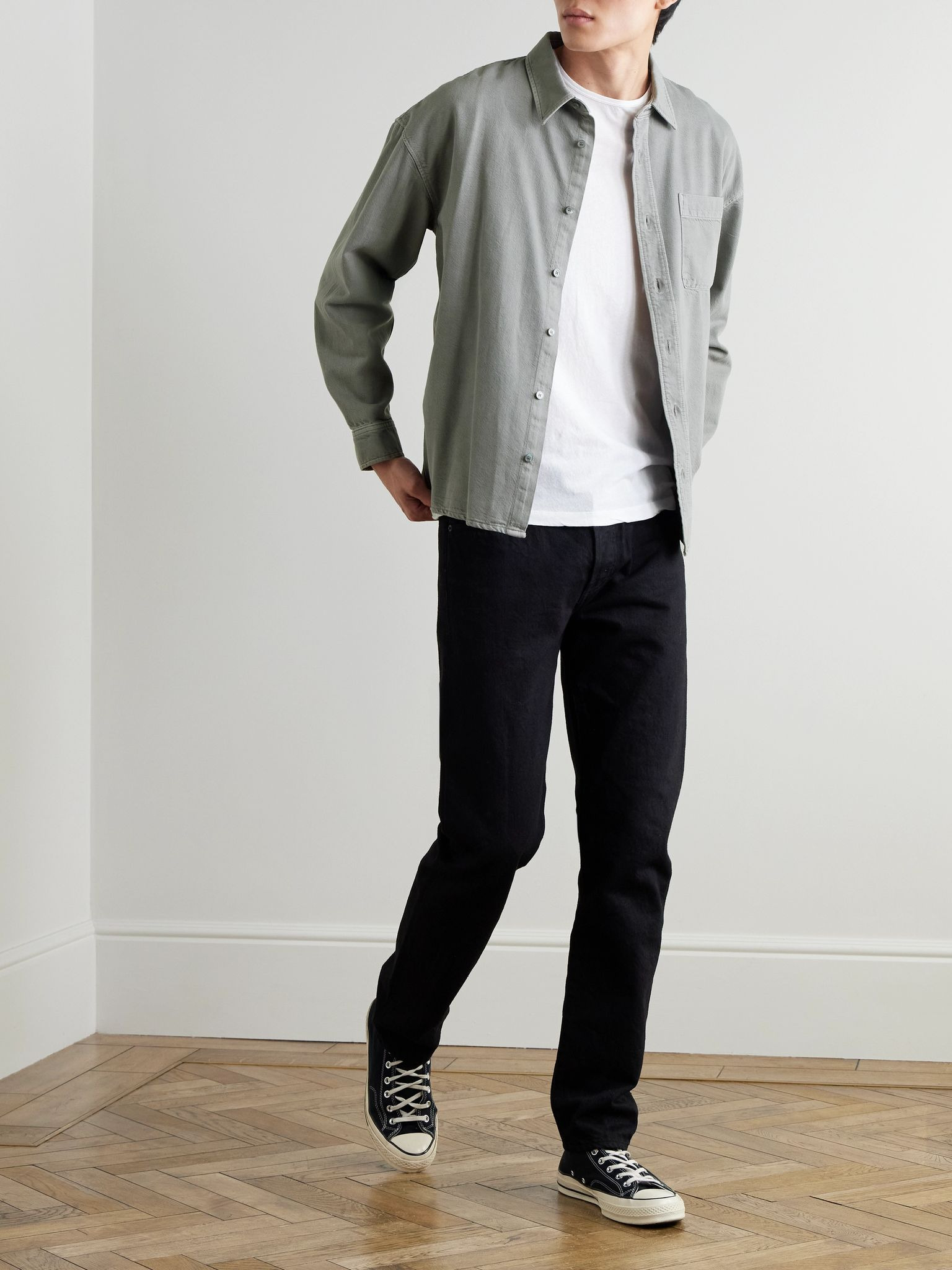 Modern Cotton and Lyocell-Blend Twill Shirt Gray - 2